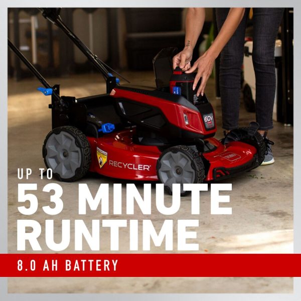 Toro 60V Max* 22 in. (56cm) Recycler® w/ Personal Pace® & SmartStow® Lawn Mower with 8.0Ah Battery (21469)